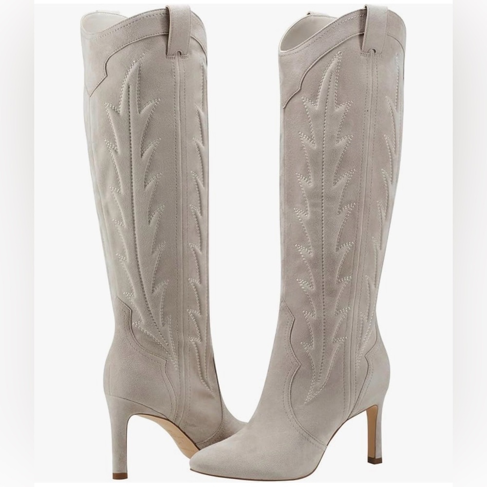 Marc Fisher Cream Heeled Boots